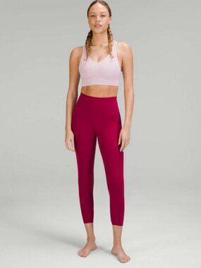 lululemon athletica Rose-Pink Performance Leggings Cropped High Waist Active 8